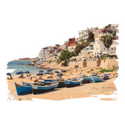 Taghazout beach boats