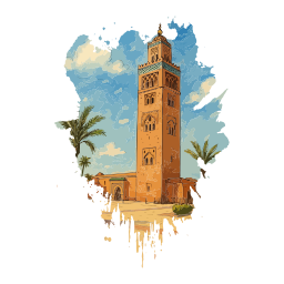 Marakech illustration vector Koutoubia Mosque  جامع الكتبية